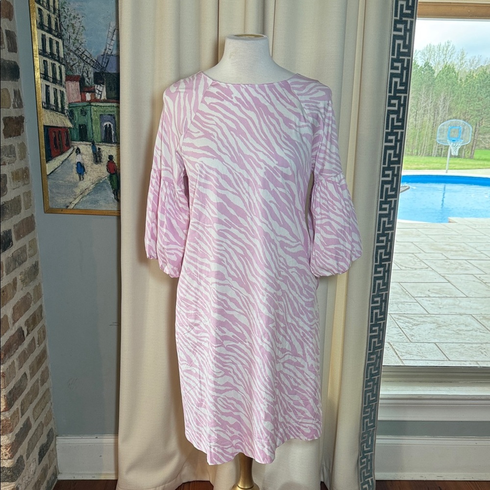 Chico's Light Pink Zebra Print Puff Sleeve Dress chicos 2
